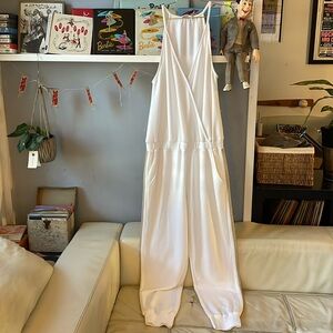 Ramy Brook New York white jumpsuit w gold side line M